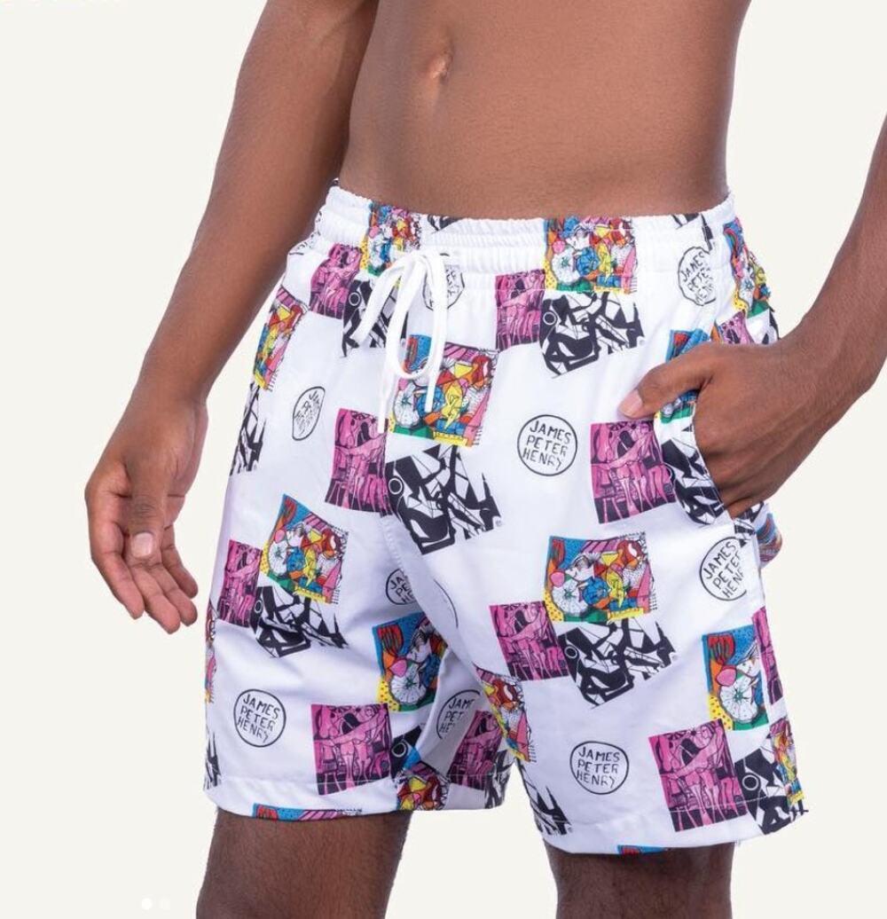 Swiminista x JPH Art Toss Print Swim Trunks Mid-Length Board Shorts Size M NWT